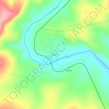 Tylden topographic map, elevation, terrain
