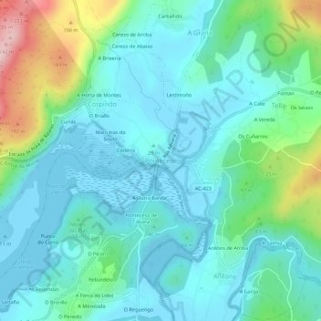 Ponteceso topographic map, elevation, terrain