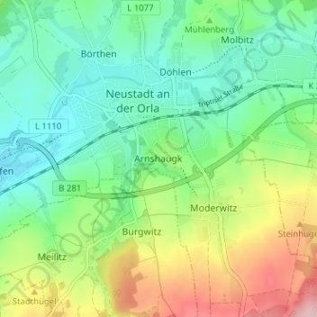 Arnshaugk topographic map, elevation, terrain