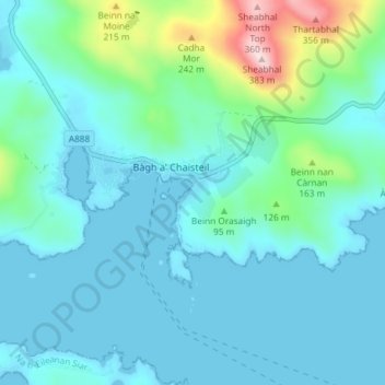 Ledaig topographic map, elevation, terrain