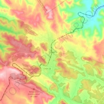 Creel topographic map, elevation, terrain