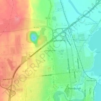 Halseys Corners topographic map, elevation, terrain