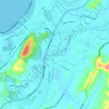 Kolombong topographic map, elevation, terrain