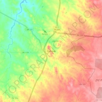 Ourique topographic map, elevation, terrain