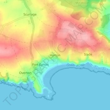 Horton topographic map, elevation, terrain
