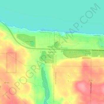 Bay Shore topographic map, elevation, terrain