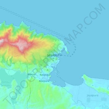 Jayapura topographic map, elevation, terrain