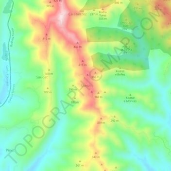 Shesh topographic map, elevation, terrain