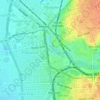 Bonython Park topographic map, elevation, terrain