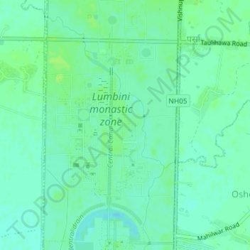 Lumbini topographic map, elevation, terrain