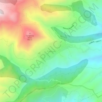 Rapsani topographic map, elevation, terrain