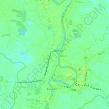 Lanang topographic map, elevation, terrain