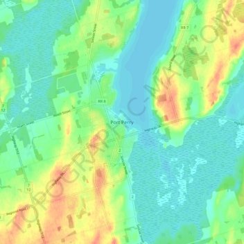 Port Perry topographic map, elevation, terrain