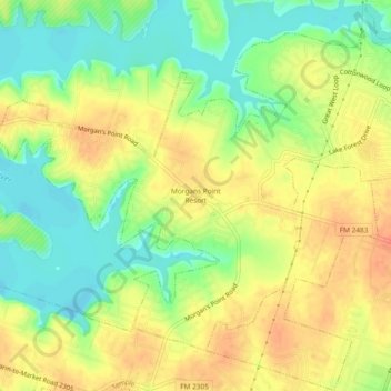 Morgans Point Resort topographic map, elevation, terrain