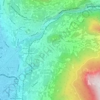 Povo topographic map, elevation, terrain