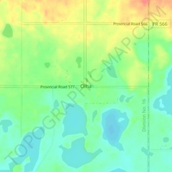 Olha topographic map, elevation, terrain