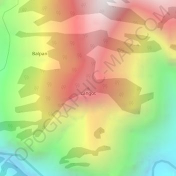 Langot topographic map, elevation, terrain