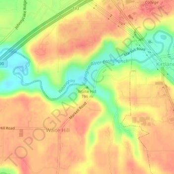 Waite Hill topographic map, elevation, terrain