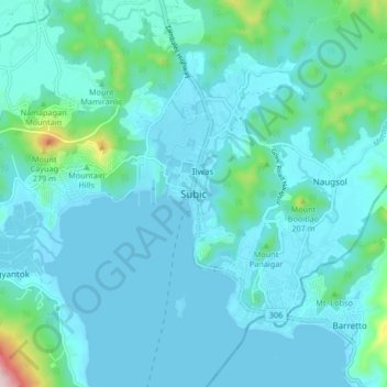 Subic topographic map, elevation, terrain