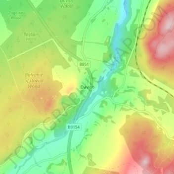 Daviot topographic map, elevation, terrain