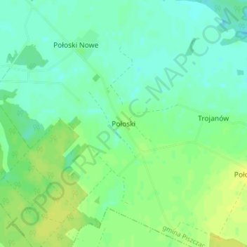 Połoski topographic map, elevation, terrain