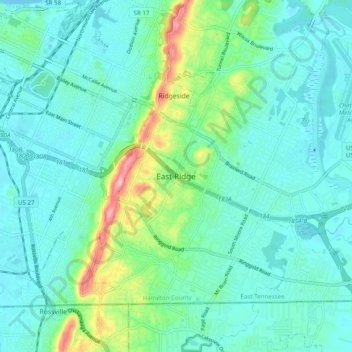 East Ridge topographic map, elevation, terrain