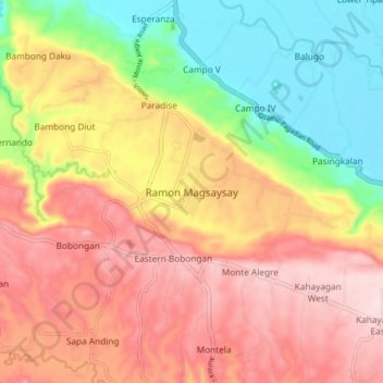 Ramon Magsaysay topographic map, elevation, terrain