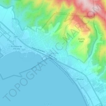 El Granada topographic map, elevation, terrain