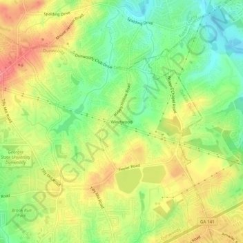 Windwood topographic map, elevation, terrain