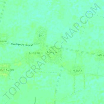 Manyar topographic map, elevation, terrain