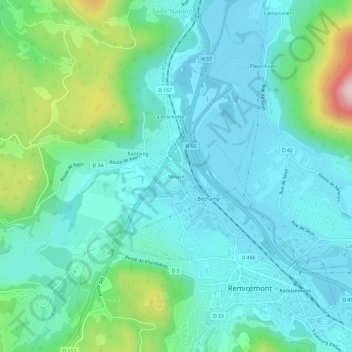 Moulin topographic map, elevation, terrain