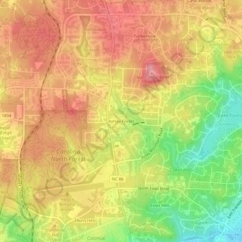 Ashley Forest topographic map, elevation, terrain