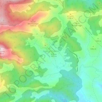 Chodos topographic map, elevation, terrain