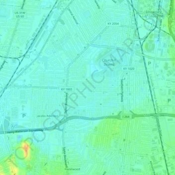Oakdale topographic map, elevation, terrain