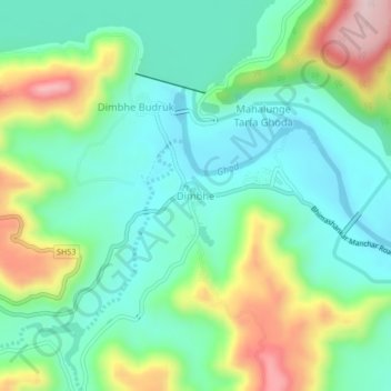 Dimbhe topographic map, elevation, terrain