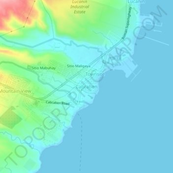 Cabcaben topographic map, elevation, terrain