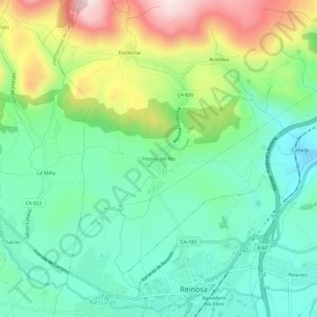 Fresno del Río topographic map, elevation, terrain