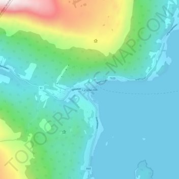 Lyngseidet topographic map, elevation, terrain
