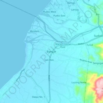 Bangar topographic map, elevation, terrain