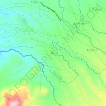Tua topographic map, elevation, terrain