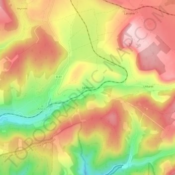 Le Mazel topographic map, elevation, terrain