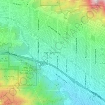 Highway Highlands topographic map, elevation, terrain