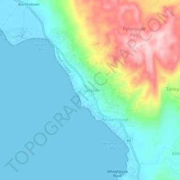 Culloden topographic map, elevation, terrain