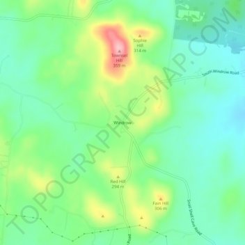 Windrow topographic map, elevation, terrain