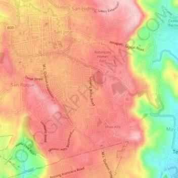 Dalig topographic map, elevation, terrain