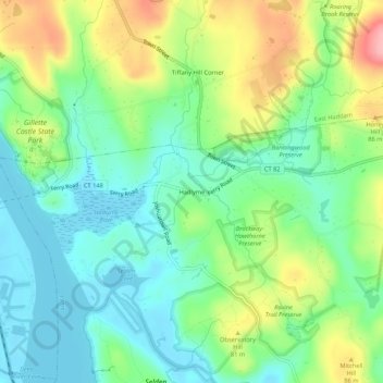 Hadlyme topographic map, elevation, terrain