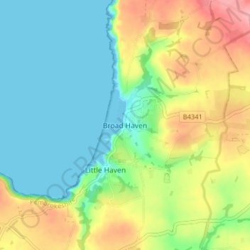 Broad Haven topographic map, elevation, terrain