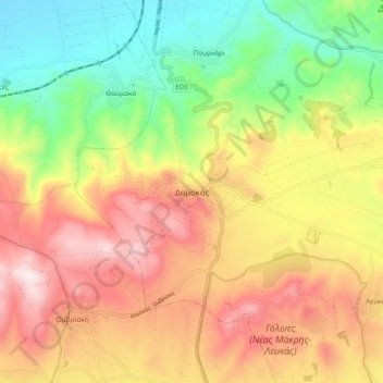 Domokos topographic map, elevation, terrain