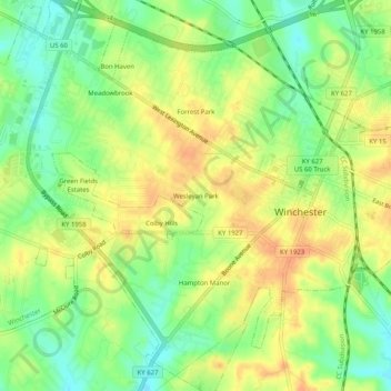 Wesleyan Park topographic map, elevation, terrain