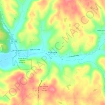 Pikes Peak topographic map, elevation, terrain